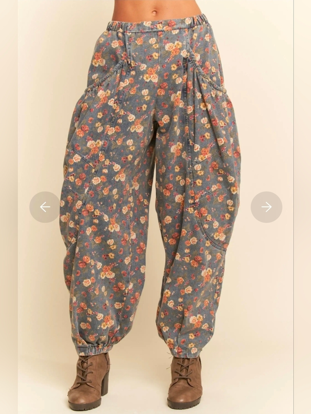 NEW!! Davi And Dani Floral Blue Balloon Pants, NWT, Sz Large